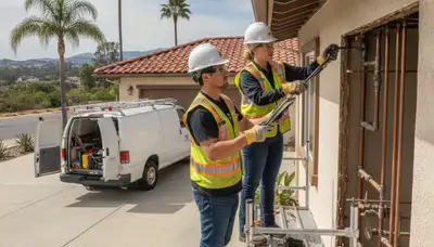 San Diego, CA plumber repairing a plumbing issue for emergency service