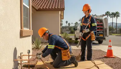 San Diego, CA plumber repairing a water leak for emergency plumbing service