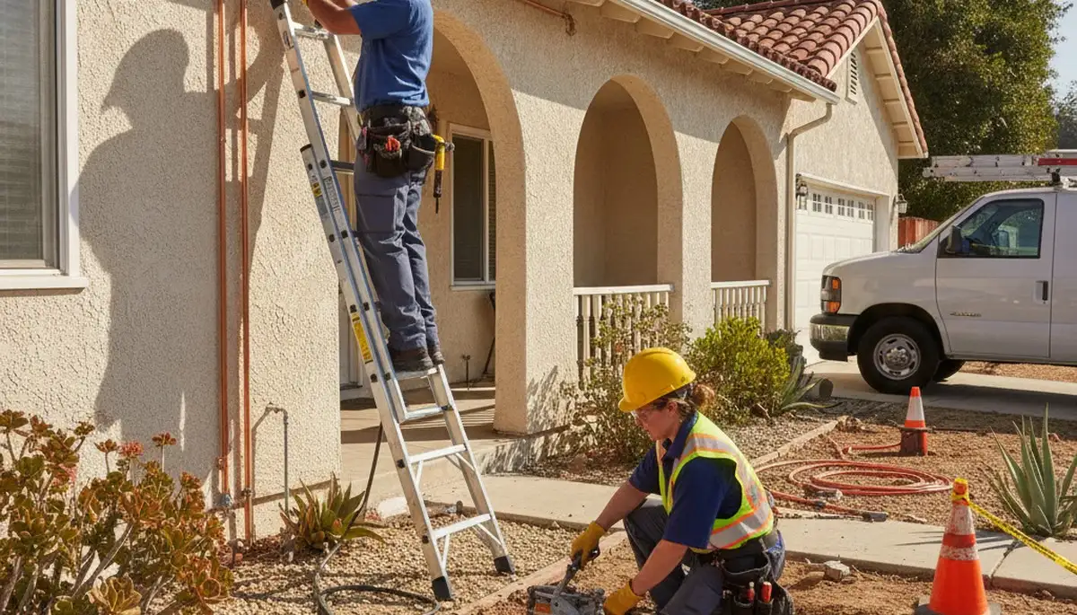 San Diego, CA plumber repairing a pipe for emergency plumbing service