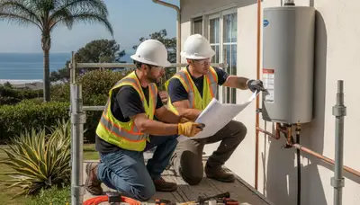 San Diego, CA plumber repairing an emergency pipe leak for a local plumbing service