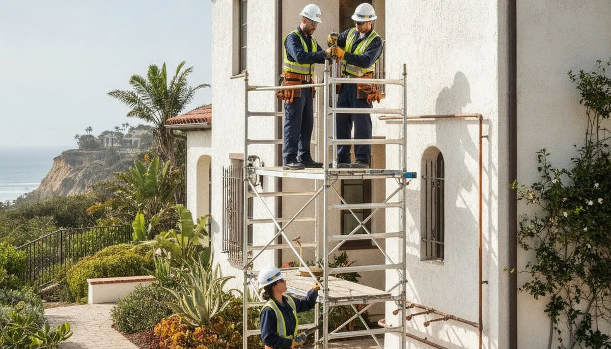 San Diego, CA emergency plumber repairing a burst pipe in a home bathroom