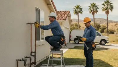 Emergency plumber in San Diego, CA repairing pipes for residential plumbing service