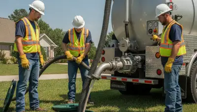 San Diego, CA plumber pumping a residential septic tank for emergency plumbing service
