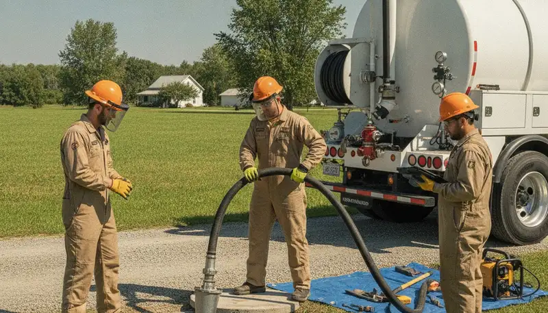 San Diego, CA plumber pumping a residential septic tank for emergency service