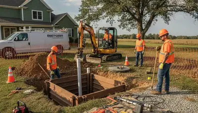 San Diego, CA plumber repairing a septic system for a home inspection and emergency service