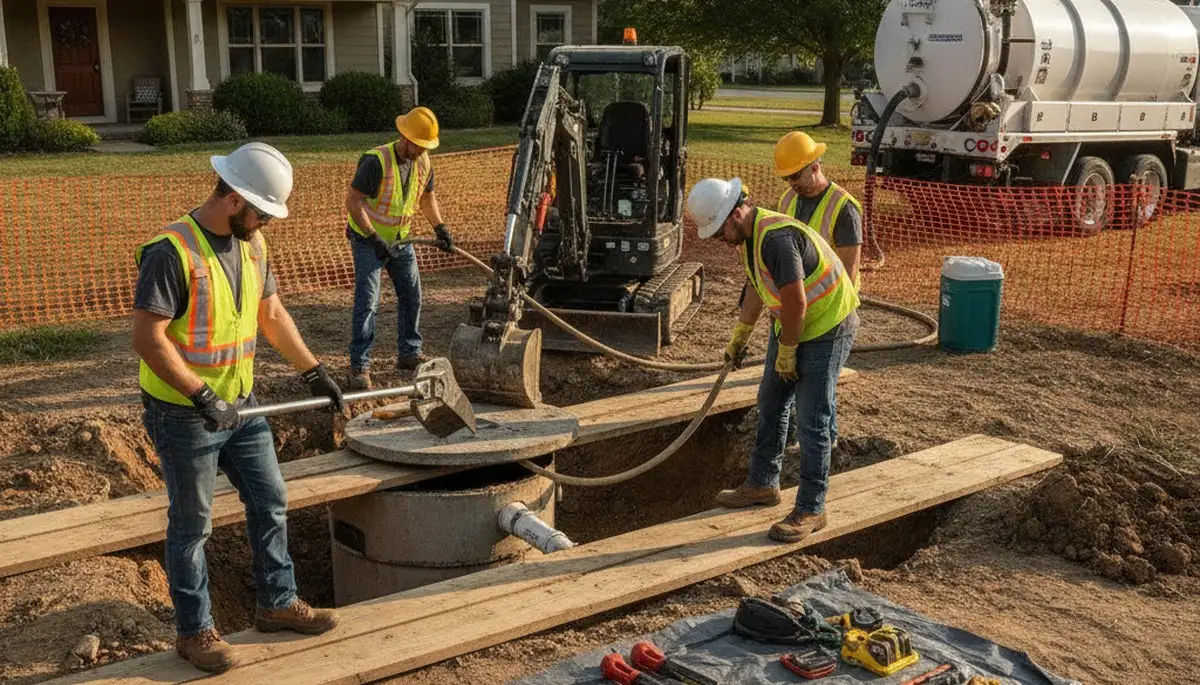 San Diego, CA plumber inspecting septic repair for a home service call