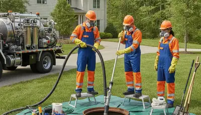 San Diego, CA plumber cleaning a residential septic tank for emergency plumbing service