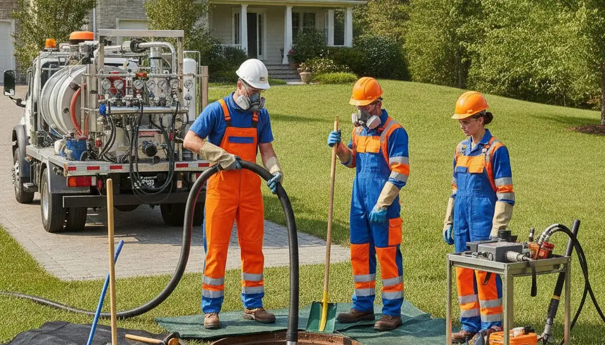 San Diego, CA plumber cleaning a residential septic tank for reliable home plumbing service