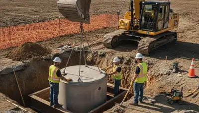 Septic tank installation by San Diego, CA plumbers for homes with professional site setup and service