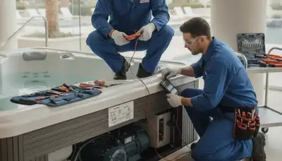 San Diego plumber repairing a home spa for reliable emergency plumbing service