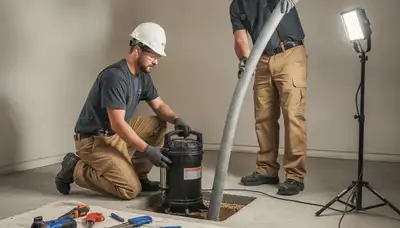 San Diego, CA plumbers installing a sump pump to protect a home from groundwater flooding