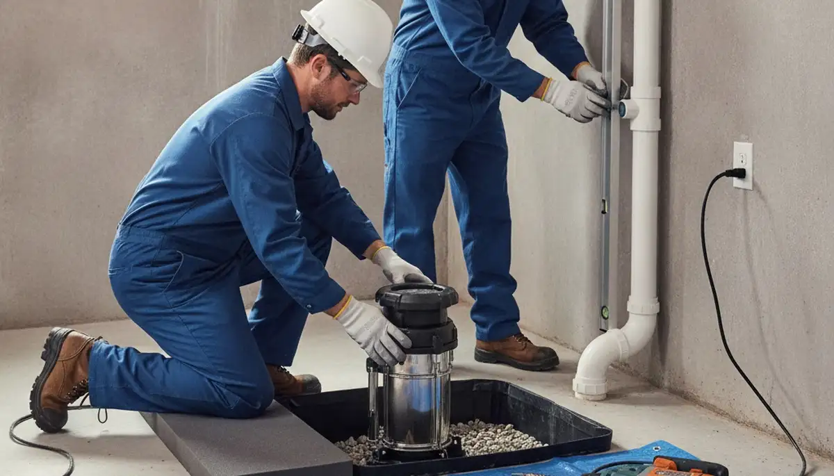 San Diego, CA plumbers installing a sump pump to protect a home from groundwater and rain flooding
