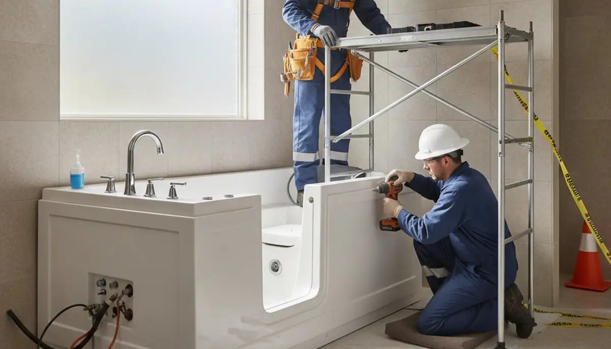 San Diego, CA plumbers installing a walk-in tub for safer home bathing